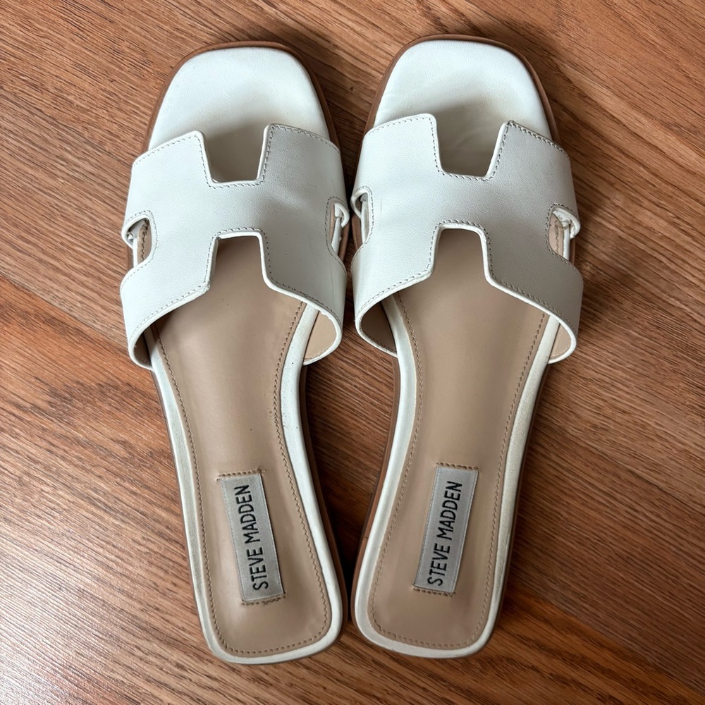 Steve Madden White Flat Sandals